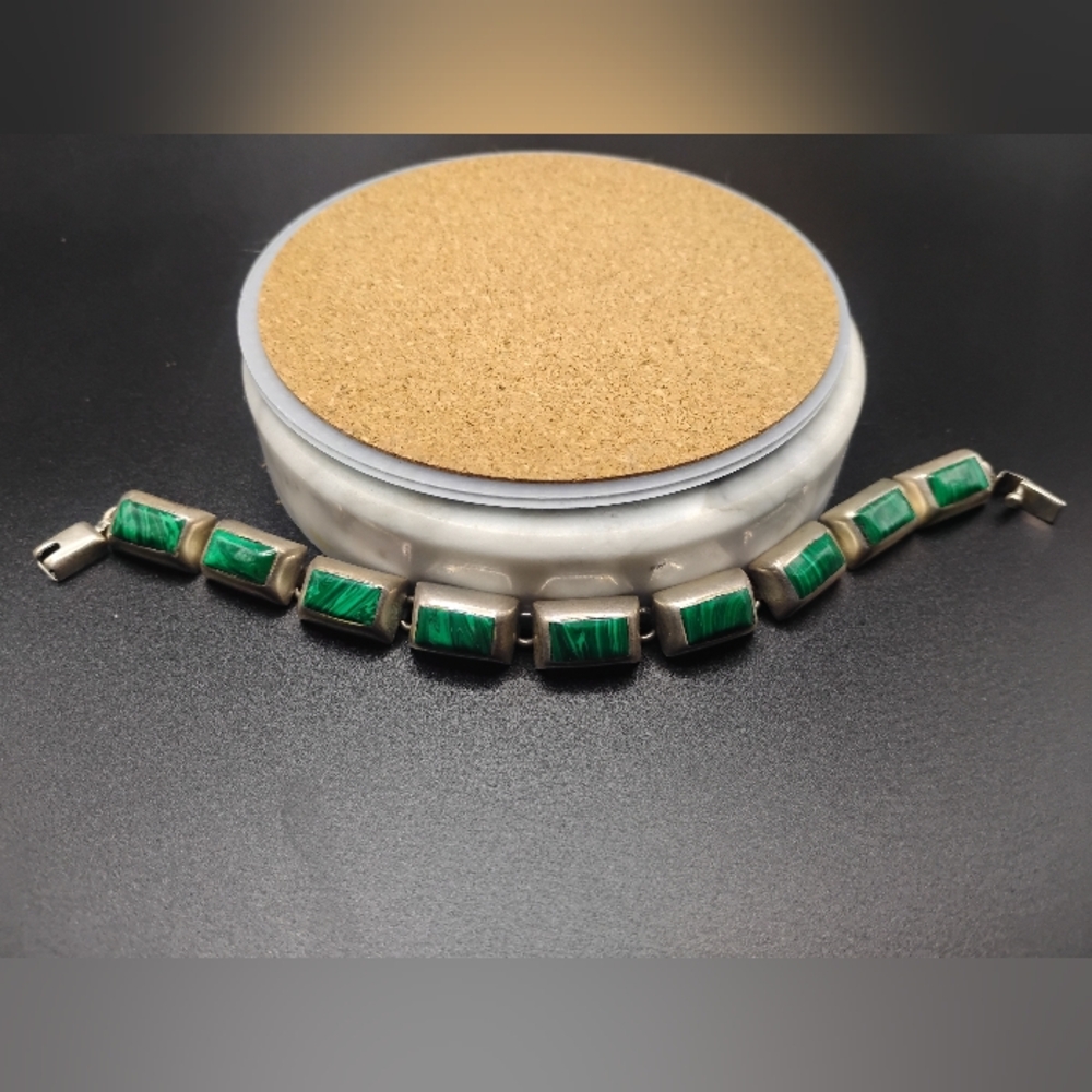 Sterling Silver & Malachite Bracelet